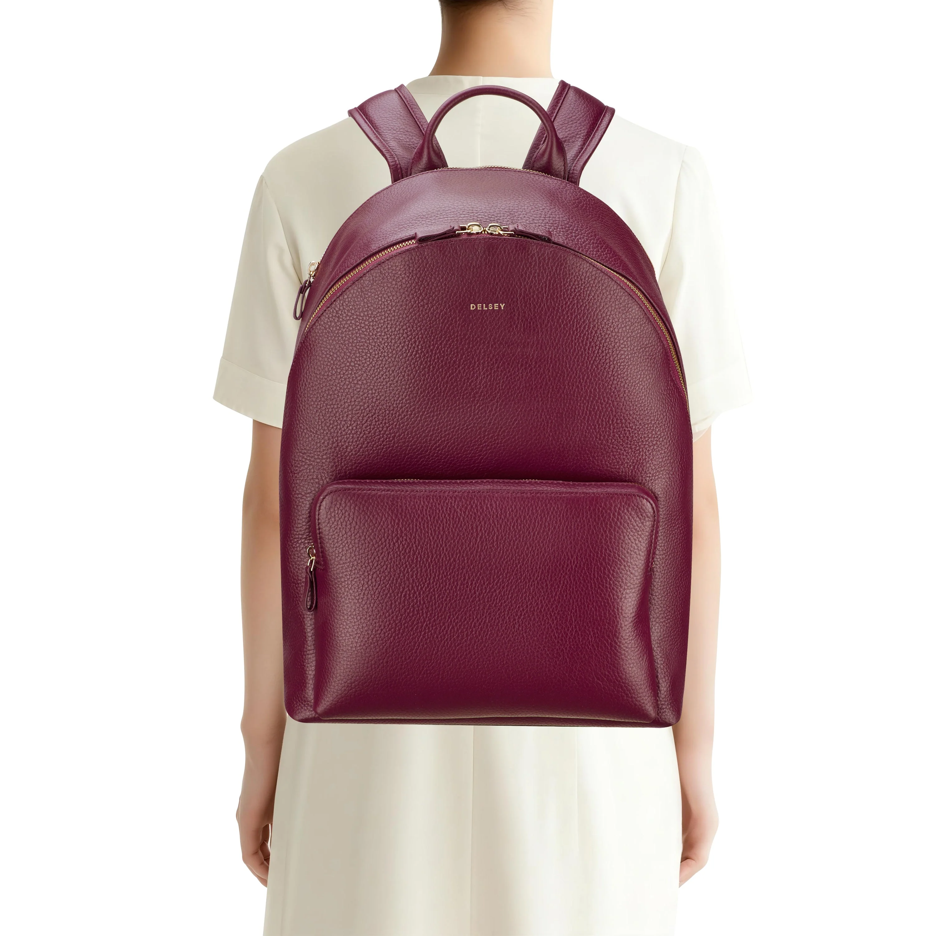 LE CUIR GRAINE | Rucksack mit 2 Fächern 23L BORDEAUX ROT
